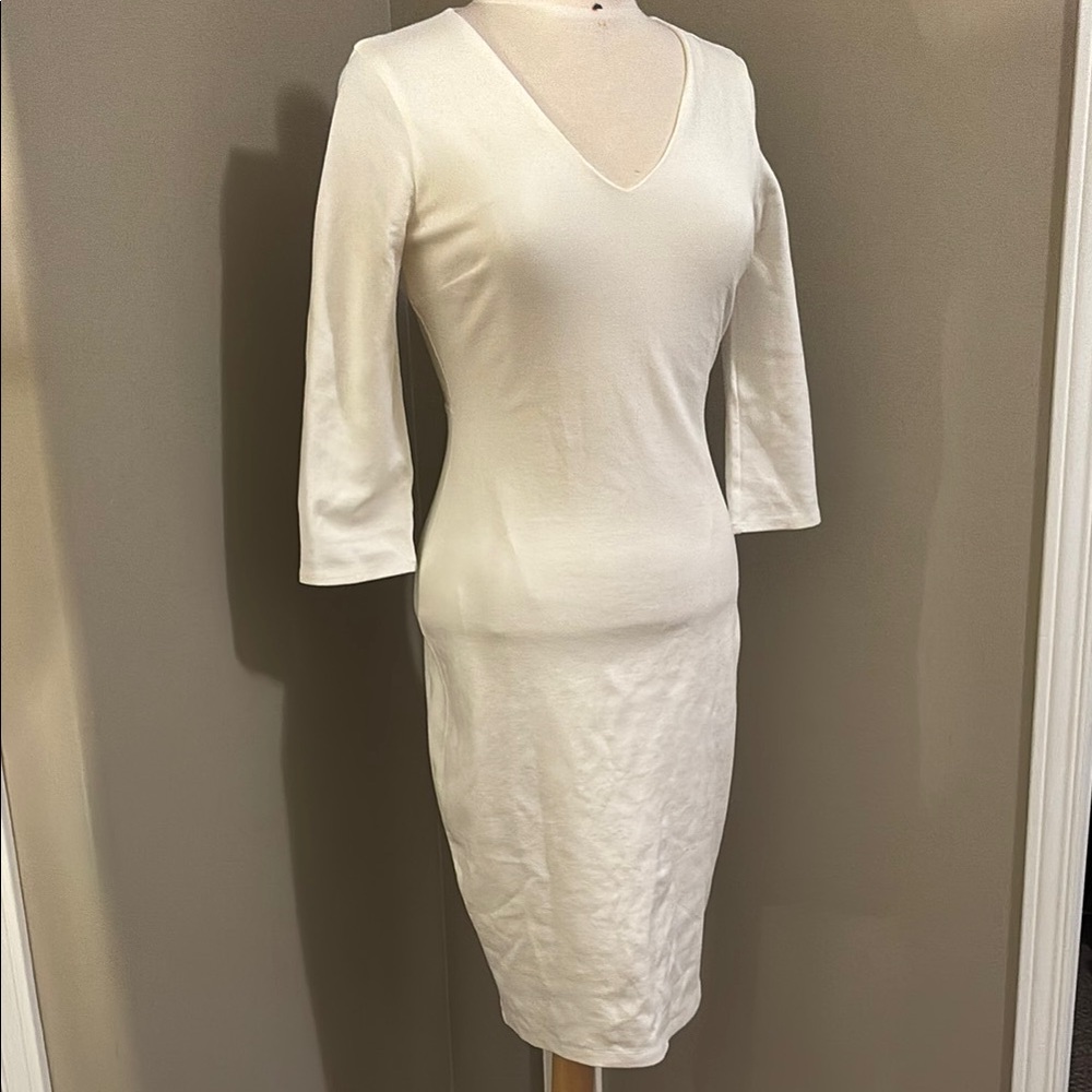 Lulus Winter White VNeck Long Sleeve Dress Size Small